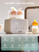 Baby Bottle Warmer, Grownsy 10-in-1 Fast Bottle Warmer Accurate Temp Control, with LCD Display, Timer, Defrost, Sterili-zing, Keep 24H, Double Bottle Warmer for Breastmilk& Formula, Heat Baby Food by TinyTreasures Baby Boutique