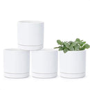 D'vine Dev Set of 4 Small Ceramic Plant Pots, 3.5 Inch Succulent Planter Pot for Plants with Drainage Hole and Saucer, White, 94-X-A-1 by GreenHaven Gardens