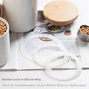 Sweejar Ceramic canisters for kitchen counter,Stackable Food Containers Set with Airtight Seal Bamboo Lid for Serving Ground Coffee, Tea, Spice, Flour and Sugar-Set of 3 (White) by CozyNest Decor