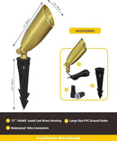 COLOER Die-cast Brass Landscape Spotlight 6-Pack Without Bulb,12V AC/DC Low Voltage Copper Outdoor Lighting with Ground Stake, Directional Garden Patio Spot Up Light (102B Brass Finish)