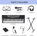 Piano Keyboard, Electric Keyboard Piano with light-Up Key, 255 Tones & Rhythms, Smart Learning System, Headphone/Mic, Stand, Bench, 61 Key Piano Keyboard for Beginners, Kids (Black-1) by TinyTreasures Baby Boutique