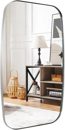 ANDY STAR Chrome Bathroom Mirror, 28x36 Inch Stainless Steel Metal Frame Oblong Bathroom Mirror for Vanity, 1’’ Deep Wall Mounted Vertically/Horizontal by CozyNest Decor