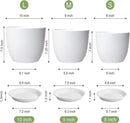 10/9/8 inch Medium Flower Pots, 3 Pack Modern Decorative Plastic Planters with Drainage Holes and Tray, Plant Pots for Indoor Outdoor Plants, White by GreenHaven Gardens