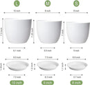 10/9/8 inch Medium Flower Pots, 3 Pack Modern Decorative Plastic Planters with Drainage Holes and Tray, Plant Pots for Indoor Outdoor Plants, White by CozyNest Decor