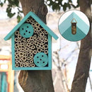Mason Bee Houses Outdoor Wooden Blue Bee Hotel for Garden and Yard Hand-Made Bamboo Bee Hive for Bees Butterflies and Ladybugs, Medium Size 8"x7.5"x5" by GreenHaven Gardens