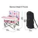 PandaEar Portable Baby Seat Travel| Compact Fold with Straps for Indoor/Outdoor Use| Great for Camping, Beach, Lawn |Toddlers, Kids, Boys, Girls (with Placemat, Pink) by TinyTreasures Baby Boutique