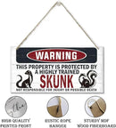 Warning Sign, Skunk Warning Wood Plaque Sign, Funny Door Signs, Decorative Wood Hanging Suspension Plaque, Farmhouse Wooden Wall Decor, Outdoor Hanging Wooden Signs by CozyNest Decor