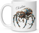 Personalized Steampunk Insect Mug, Customizable Name Mechanical Character Coffee Cup 11oz, Unique Cyberpunk Design Ceramic Mug, Customized White Cup Gift For Sci-Fi Enthusiasts by CozyNest Decor