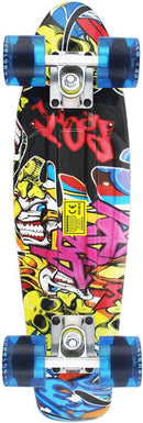 Skateboards Complete 22 Inch Mini Cruiser Retro Skateboard for Kids Boys Youths Beginners by TinyTreasures Baby Boutique