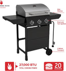 Nexgrill 3-Burner Propane Gas Grill with Side Tables, 27,000BTUs, Stainless Steel Lid, Spacious 429 SQ. In. Cooking Space, BBQ Grill for Outdoor Cooking, Patios, Parties, and More - 720-1012 by GreenHaven Gardens