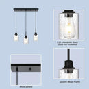 Modern 3-Light Pendant Island Light Fixture Black Ceiling Hanging Lights with Clear Seeded Glass and Adjustable Cord,Industrial Pendant Lighting for Kitchen Living Room Dining Room Foyer by CozyNest Decor
