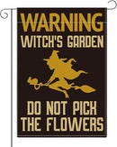 Witch's Funny Garden Flag Do Not Pick the Flowers Sign Plant Lover Gift Small Double Sided Burlap art Stained Glass Style Garden Flags 12 x 18 Inch for Outside by GreenHaven Gardens