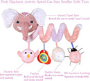 Car Seat Toys, Baby Stroller Toys Infant Spiral Hanging Toys for Crib Bar Bassinet Stroller Car Seat Mobile, Early Development Toys for Newborn Baby Girls 0 3 6 12 Months -Pink Elephant by TinyTreasures Baby Boutique