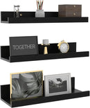 Giftgarden 16 Inch Black Floating Shelves for Wall Mount, Woodgrain Wall Shelf Ledge for Bathroom Bedroom Kitchen Living Room Office Storage, Set of 3 Different Sizes by CozyNest Decor