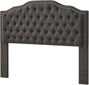 24KF Upholstered Button Tufted Queen Headboard with Nailhead Trim, Elegant Boucle Fabric Full headboard, 6031-Q-Boucle-Dark Gray by CozyNest Decor