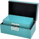 Galt International Large & Small Decorative Storage Box w/Hinged Lid - Classic Design Wood Decor Boxes with Geometric Opening Clasp - Storage for Bedroom and Home - Set of 2 (Blue) by CozyNest Decor