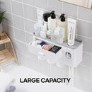 HubiCare Toothbrush Holder with Toothpaste Dispenser Wall Mounted for Bathroom, Automatic Toothpaste Squeezer, Bathroom Organization and Storage, 5 Toothbrush Slots (3 Cups) by CozyNest Decor