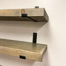 Rustic Shelves with J-Brackets Set of 2, Industrial Shelf, Kitchen Shelves, Solid Wood, Decorative Wall Storage, Heavy Duty, URBANDI (Grey, 12Wx12D) by CozyNest Decor
