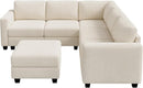 HONBAY Corduroy Modular Sectional Couch with Storage L-Shaped Sectional Couches for Living Room 6 Seater Modular Sectional Sofa, Beige by CozyNest Decor