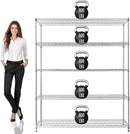 60"x24"x72" PRIME HEAVY DUTY Chrome 5-Tier Wire Shelving NSF 3000 LBS MAX Capacity Storage Rack for Commercial, School, Home, Garage, Warehouse, Industrial, and Hospital Uses (with Wheels) by CozyNest Decor