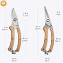 BUGUI 8” Wood Handle Garden Scissors, Set of 2, Includes Bypass Pruning Shears and Long Straight Tip Clippers, Premium Gardening Tools with Precision-Ground SK-5 Steel Blade by GreenHaven Gardens