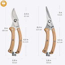 BUGUI 8” Wood Handle Garden Scissors, Set of 2, Includes Bypass Pruning Shears and Long Straight Tip Clippers, Premium Gardening Tools with Precision-Ground SK-5 Steel Blade by GreenHaven Gardens