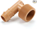 12 Pieces 3/4 Inch PVC to 1/2 Inch Drip Irrigation Adapter Fittings, 3/4" Male Pipe Thread(MPT) x 1/2" Drip Line Barbed Elbow Connectors 3/4-in PVC to 1/2-in Poly Tubing Adapter by GreenHaven Gardens