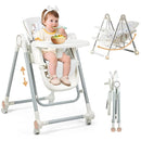 Foldable High Chair for Babies and Toddlers，Baby Swings for Infants 6-36 Months Old, Portable Baby Chair with Adjustable Backrest, Footrest, Tray, and Seat Height, Detachable Leather Cushion by TinyTreasures Baby Boutique