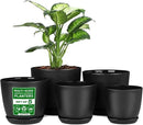 Plant Pots with Multi Drainage Holes - 5 Pieces Versatile, Sturdy Plastic, Stackable Design Home Decor Flower Pots for Indoor and Outdoor Gardening - Black by GreenHaven Gardens