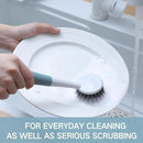 Patelai 12 Pack Kitchen Scrub Dish Brush with Long Handle Dish Scrubber with Stiff Bristles Scrub Brushes for Kitchen Dishes Washing Tools, Pots, Pans and Sink Cleaning (Celadon) by CozyNest Decor