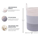 OrganiHaus Gray Nursery Laundry Basket 15x18 | Farmhouse Hamper Basket | Extra Large Storage Basket | Blanket Basket for Living Room | Baby Laundry Hamper | Toy Basket for Kids | Soft Pillow Basket by TinyTreasures Baby Boutique