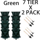 Vertical Planter 7 Tier Stackable Planters Garden Planters Strawberry Herb Flower and Vegetable Planter Indoor Outdoor Gardening Pots with Removable Wheels and Tools 2-Pack by GreenHaven Gardens