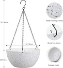 12 inch Large Hanging Planters for Indoor Outdoor Plants, 2 Pack Hanging Flower Pots with Drainage Holes and Chain for Garden Porch, Plastic Hanging Baskets for House Plants, Speckled White by GreenHaven Gardens