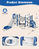 YUFU Toddler Slide Set, 11 in 1 Kids Slide for Toddlers 1-3, Toddler Playset with Climbing Bridge, Golf Set, Basketball Hoop, Indoor Outdoor Playground (Blue) by TinyTreasures Baby Boutique