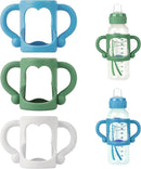 Bottle Handles for Dr. Brown's Narrow Baby, Wide-Neck, Removable Easy-Grip Transitional Sippy Cup Handles, 100% Silicone-BPA-Free Material, 4m+ (White, Green, Blue) by TinyTreasures Baby Boutique