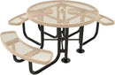 Heavy-Duty Portable Outdoor Picnic Table with Umbrella Hole, Expanded Metal Patio Dining Furniture Made in America (46" Round Top, Tan) by CozyNest Decor