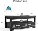 LINSY HOME Farmhouse Coffee Table with Storage, Wood Coffee Table for Living Room, Open Display Area and Storage Drawers with Metal Handles, Chic Style with Curved Base, Black by CozyNest Decor