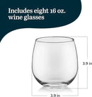 Libbey Stemless Red Wine Glasses, 16.75 Oz Classy, Wide Bowl Stemless Wine Glasses Set of 8, Chip Resistant Glasses Drinking Set for Get-Togethers by CozyNest Decor