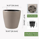 Dexceder 15x14 Self Watering Planter with Wheels Indoor Outdoor, Inner Pot Design, Thickened Large Floor Standing Flower Plant Pot with Water Level Indicator (Taupe Matte) by CozyNest Decor