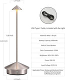 Modern Cordless Table Lamp Set of 2, Portable LED Desk Lamps, 5000mAh Rechargeable Battery Operated Lighting for Bedroom Dining Room Restaurant Coffee Shop Camping Night Light (Brushed Nickel) by CozyNest Decor