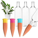 4 Pack Plant Watering Devices, Terracotta Self Watering Spikes with 25 oz Plastic Wine Bottles, Slow Release Plant Waterer Self Watering Planter for Vacation Indoor Outdoor Plant by GreenHaven Gardens