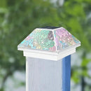 2PK Mosaic Solar Post Cap Lights Outdoor for 4x4, 3.5x3.5 Post Crackled Glass Deck Fence Lamp Weatherproof LED Light Decor in Garden, Yard, Outdoor Table, Balcony, Landscape- Iridescent by GreenHaven Gardens