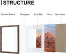 Vittanly 11x14 Picture Frames Set of 9, Shatter Resistant Plexiglass, Display 8x10 Pictures with Mat or 11x14 without Mat, Photo Frames for Wall or Tabletop, Engineered Wood, Brown by CozyNest Decor