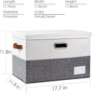 PRANDOM Foldable Storage Bins with Lids [3-Pack] Fabric Collapsible Storage Boxes Baskets Cubes Containers with Handles for Closet Living Room Bedroom (Grey & White 17.7x11.8x11.8'') by TinyTreasures Baby Boutique