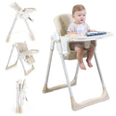 3 in 1 Baby High Chair with Wheels, Adjustable 5 Point Harness, Tray, Foot Rest, Backrest and Seat Height, Foldable High Chair for Toddlers, Beige by TinyTreasures Baby Boutique