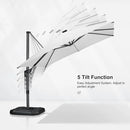 PURPLE LEAF 10 Feet Patio Umbrella with Base Outdoor Cantilever Solar Powered LED Square Umbrella Aluminum Offset Umbrella with 360-degree Rotation for Garden Deck Pool Patio White by GreenHaven Gardens