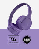 Belkin SoundForm Mini - Wireless Bluetooth Kids Headphones, 30H Battery, 85dB Safe Volume Limit, Built-in Microphone - Toddler On-Ear Earphones for iPhone, iPad - Ideal for School - Purple w/Case by TinyTreasures Baby Boutique