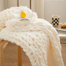 WESHIONGOO Chunky Knit Blanket Throw 40"×40" Knitted Throw Blankets for Couch Bed Fluffy Soft Blanket with Jumbo Chenille Yarn Thick 100% Handmade (Cream White) by CozyNest Decor