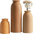 Ceramic Vase Set-3, Small Flower Vases for Decor, Modern Boho Farmhouse Style, Decorative Vases for Pampas Grass & Dried Flowers, Distressed Finish (Earth Tone) by GreenHaven Gardens
