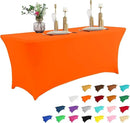 IVAPUPU 4FT Table Cloth for Rectangular Fitted Events Stretch Orange Table Covers Washable Cover Spandex Tablecloth Protector for Party, Wedding, Cocktail, Banquet, Festival by CozyNest Decor
